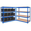 2x CRW Heavy Duty Shelving - 2000mm High - Blue with 12x 62L Wham DIY Plastic Storage Boxes