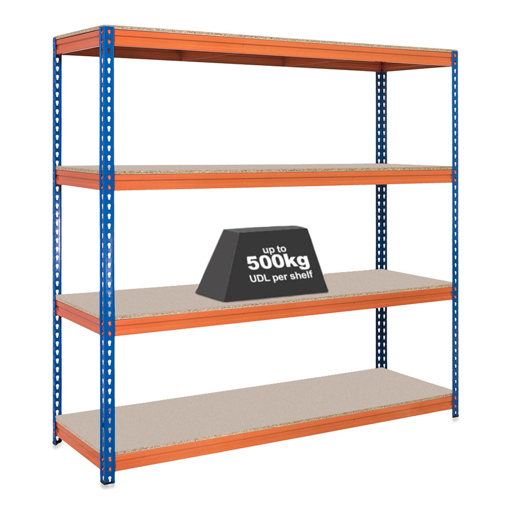 1x Storalex CRW Heavy Duty Garage Shelving 2200mm High 500kg Blue