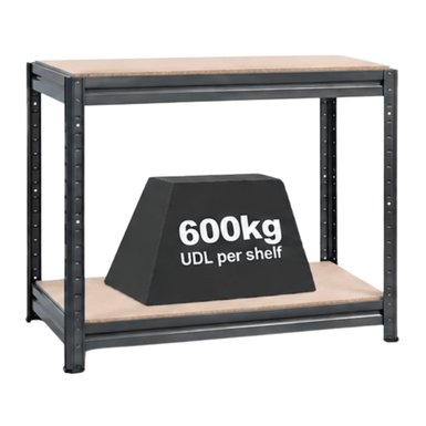 1x HRX Heavy Duty Workbench - 870mm High - 600kg - Grey