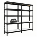 2x MSR Garage Shelving - 1800mm High - Up to 250kg - White Coated MDF Decks - Black