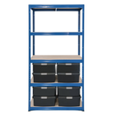 1x VRS Shelving Unit - 1800mm High - Blue with Wham DIY Recycled Plastic Storage Boxes