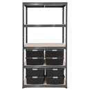 1x VRS Shelving Unit - 1800mm High - Grey with Wham DIY Recycled Plastic Storage Boxes