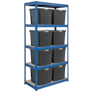 1x VRS Shelving Unit - 1800mm High - Blue with Wham DIY Recycled Plastic Storage Boxes