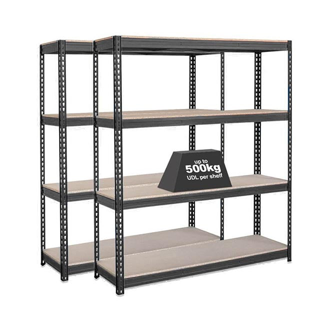 2x CRW Industrial Shelving - 2000mm High - 500kg - Grey