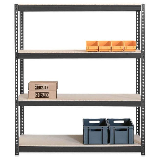 1x CRW Heavy Duty Shelving - 1800mm High - Grey with 8x 37L Wham DIY Plastic Storage Boxes