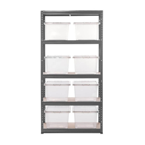 1x VRS Shelving Unit - 2130mm High - Grey with 8x 60L Wham Plastic Storage Boxes