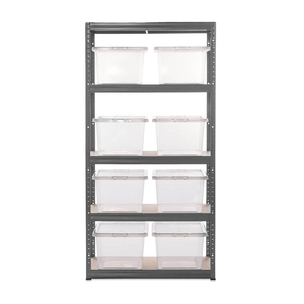 3x Storalex VRS Shelving Unit 1800mm High Grey with 8x 60L Wham Plastic ...