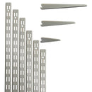 Twin Slot Wall Mounted Shelving - 600mm Wide - Melamine - Silver