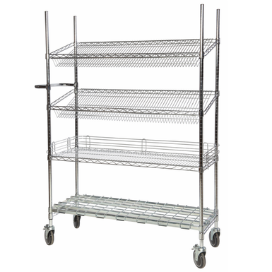 Eclipse Wire Picking Cart With Two Top Sloping Shelves - 4 Levels