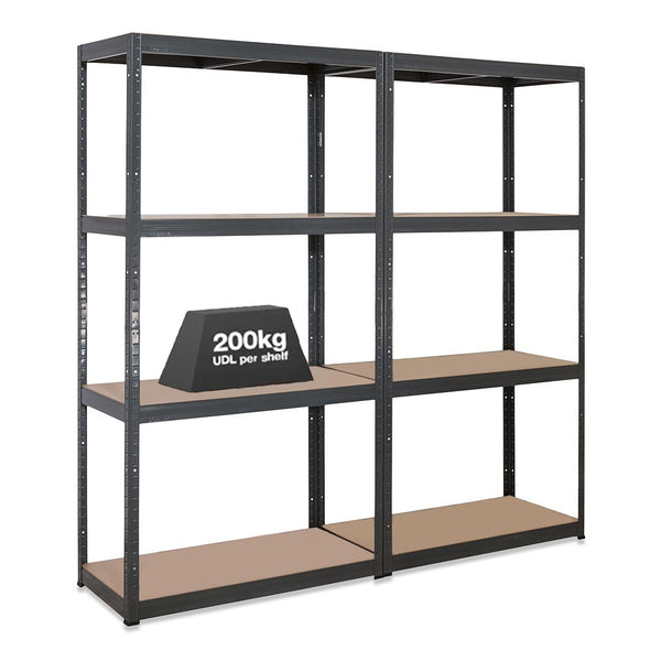 2x VRS Industrial Shelving - 1600mm High - 200kg - Grey