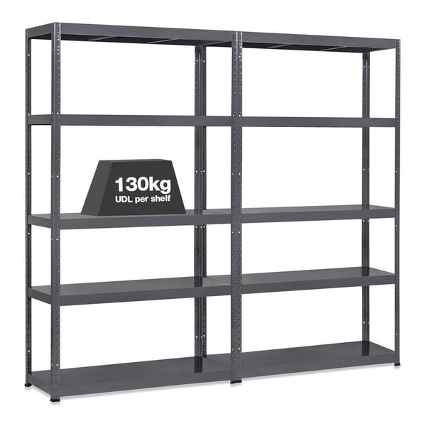 2x MT Metal Shelving - 1800mm High - 90/130kg - Grey