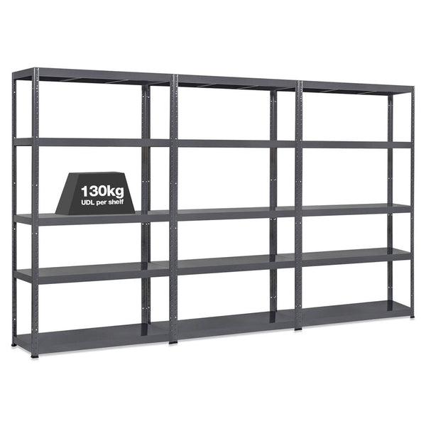 3x MT Metal Shelving - 1800mm High - 90/130kg - Grey