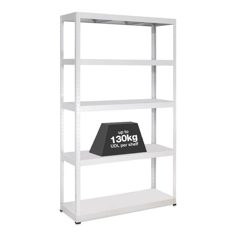 1x MT Metal Garage Shelving - 1800mm High - 90/130kg - White