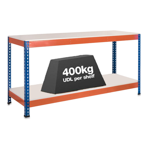1x SX400 Workbench - 915mm High - 400kg - Melamine - Blue/Orange