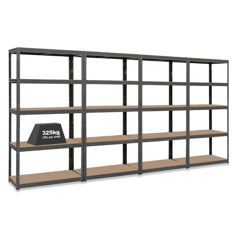 4x VRS Heavy Duty Garage Shelving - 1800mm High - 325kg - Grey