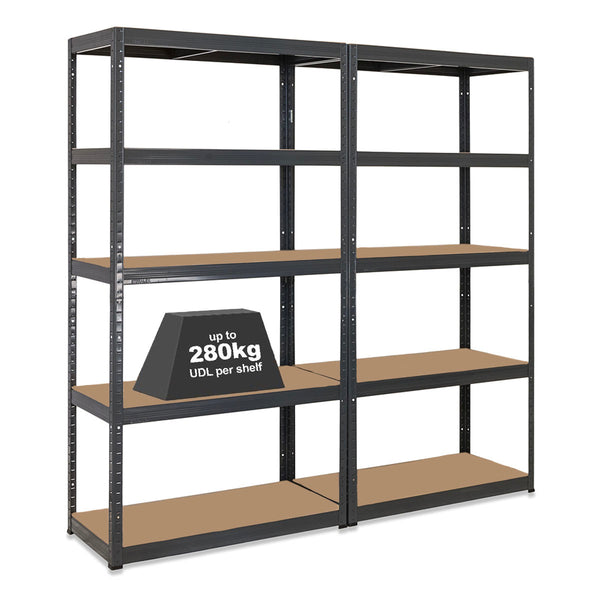 2x VRS Garage Shelving - 1800mm High - 200/280kg - Grey