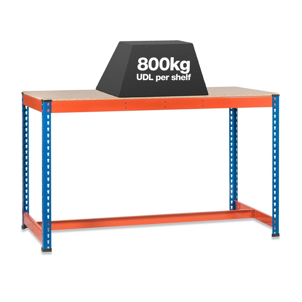 1x Storalex SX800 T-Bar Workbench 915mm High 800kg Chipboard Blue ...