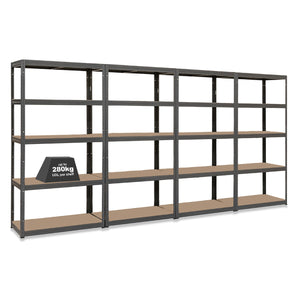 4x VRS Heavy Duty Shelving - 2130mm High - 200/280kg - Grey