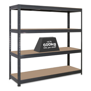 1x HRX Industrial Shelving - 1770mm High - up to 600kg - Grey