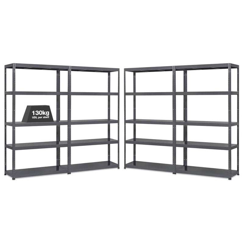 4x MT Metal Shelving - 1800mm High - 90/130kg - Grey