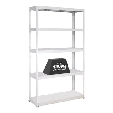 1x MT Metal Shed Shelving - 1800mm High - 90/130kg - White
