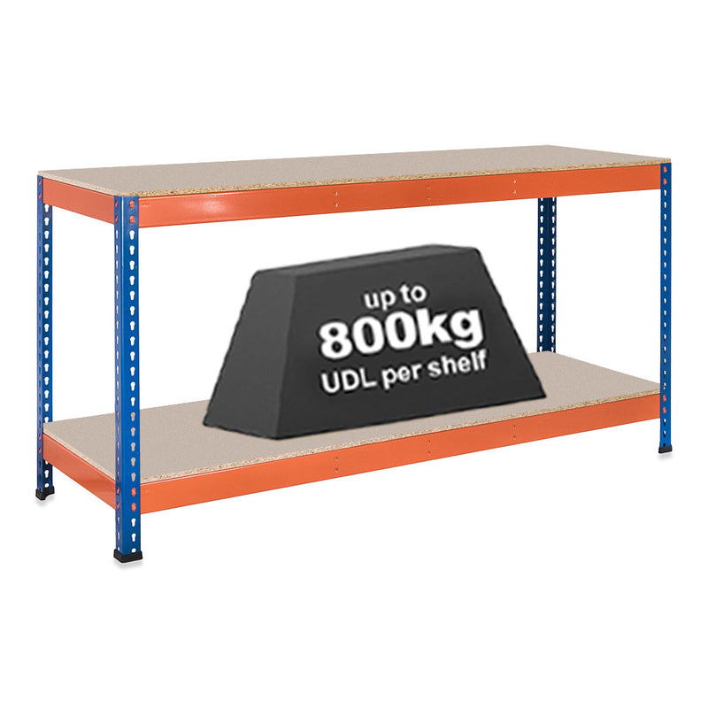 1x SX800 Workbench - 915mm High - 800kg - Chipboard - Blue/Orange