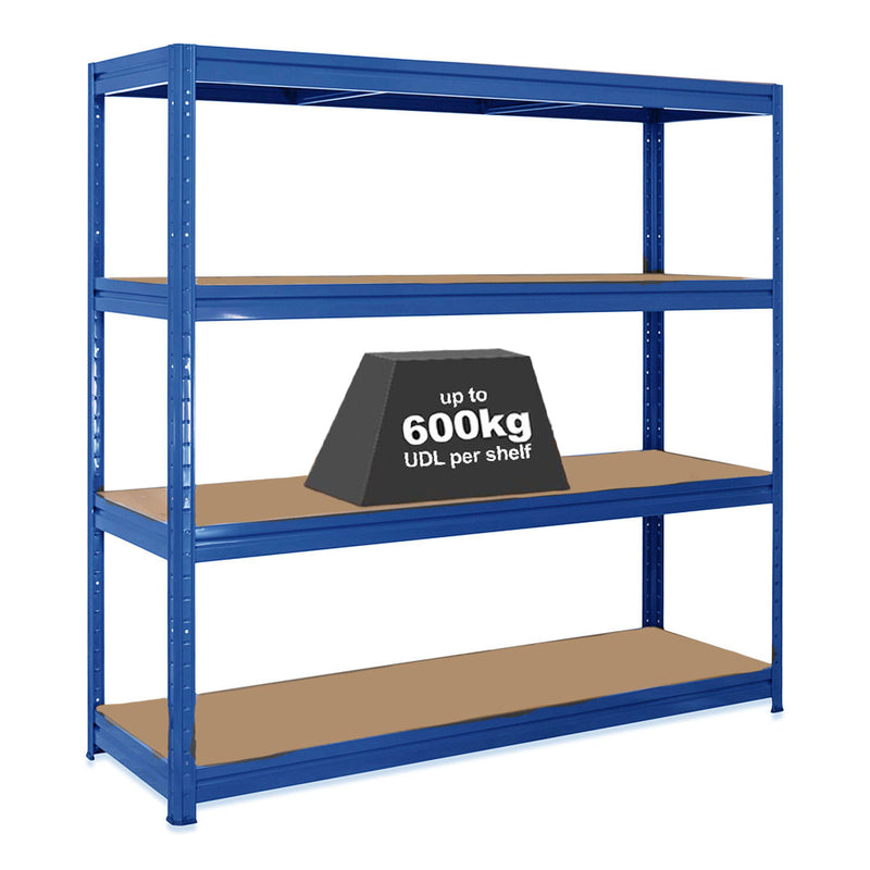 2x HRX Industrial Shelving - 1770mm High & 1x HRX Workbench - 1600mm Wide - Blue