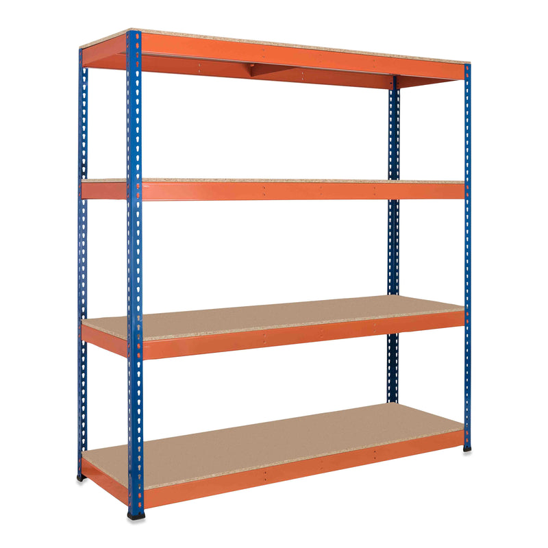 5x SX400 Industrial Shelving - 1980mm High - 400kg - Chipboard - Blue & Orange