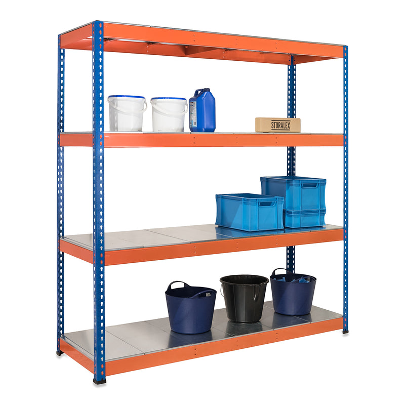 1x SX400 Industrial Shelving - 2440mm High - 400kg - Steel - Blue & Orange