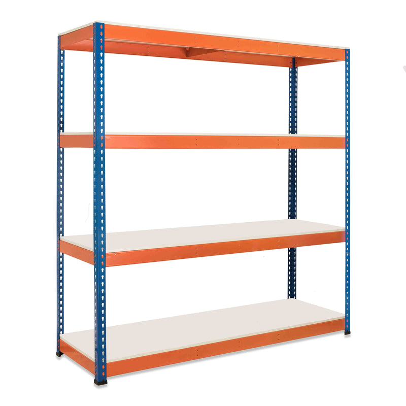 2x SX400 Industrial Shelving - 1980mm High - 400kg - Melamine - Blue & Orange