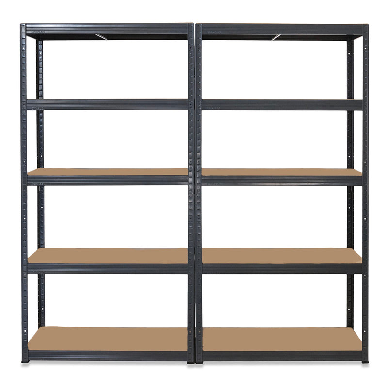 2x VRS Shelving Units - 1800mm High - Grey with 12x 24L Strata Plastic Storage Boxes