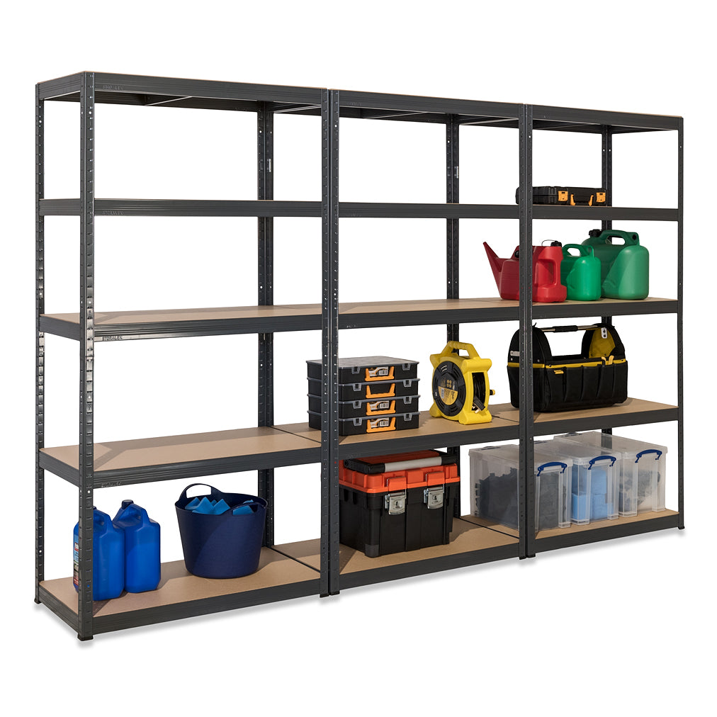 Tufferman 3x Storalex VRS Garage Shelving Units 1800mm High 200/280kg Grey ...