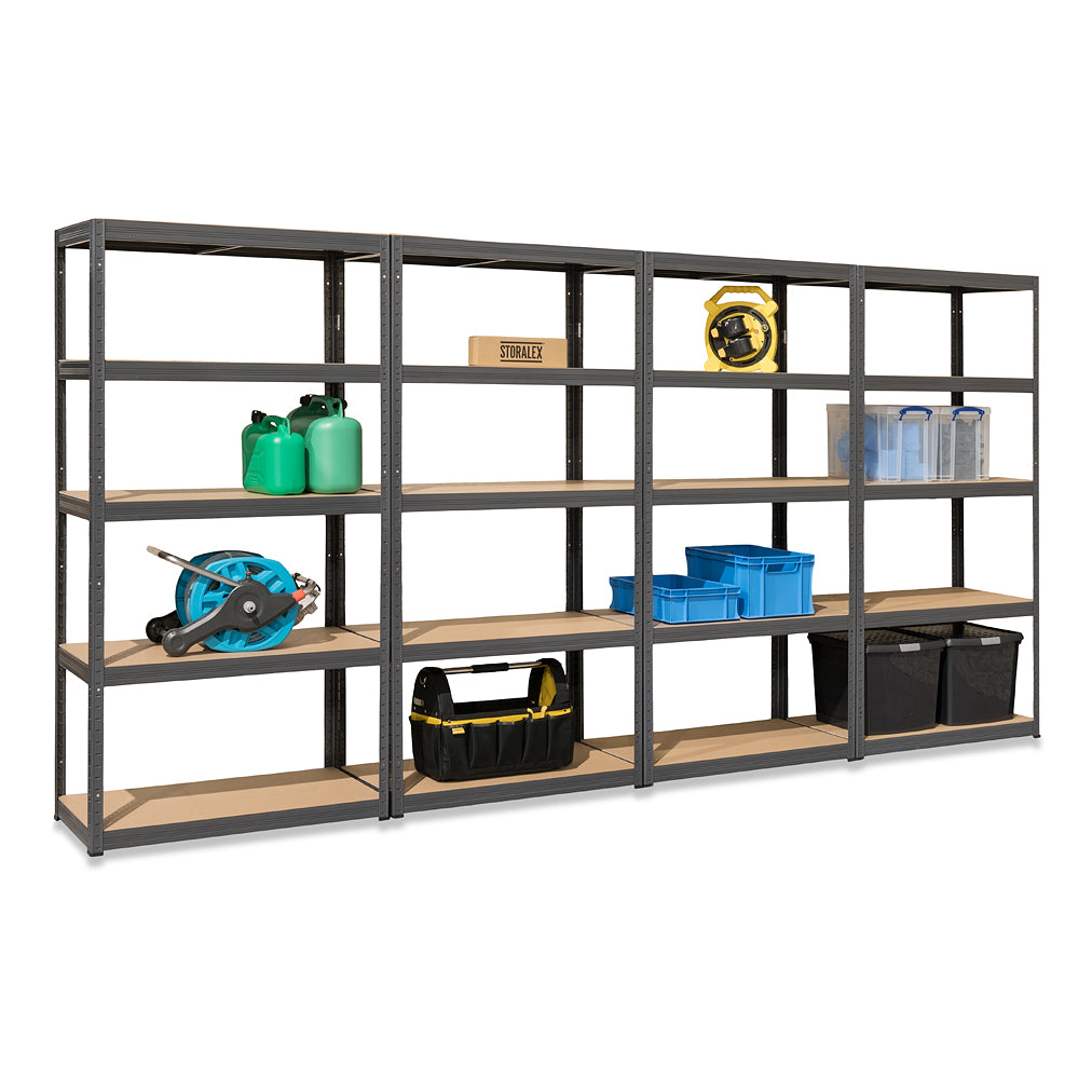 Tufferman Racking 4x Storalex VRS Garage Shelving Units 1800mm High 200/280kg Grey ...