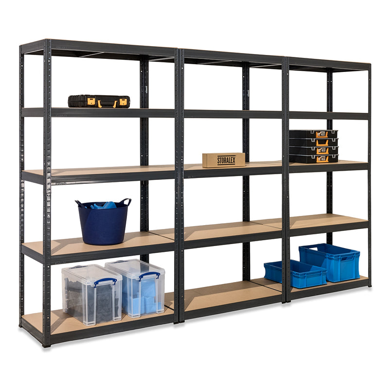 3x VRS Heavy Duty Shelving - 1800mm High - 200/280kg - Grey