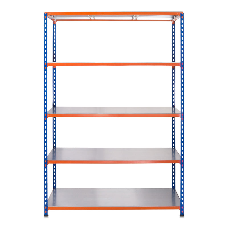 1x SX200 Industrial Shelving - 2440mm High - 200kg - Steel - Blue & Orange