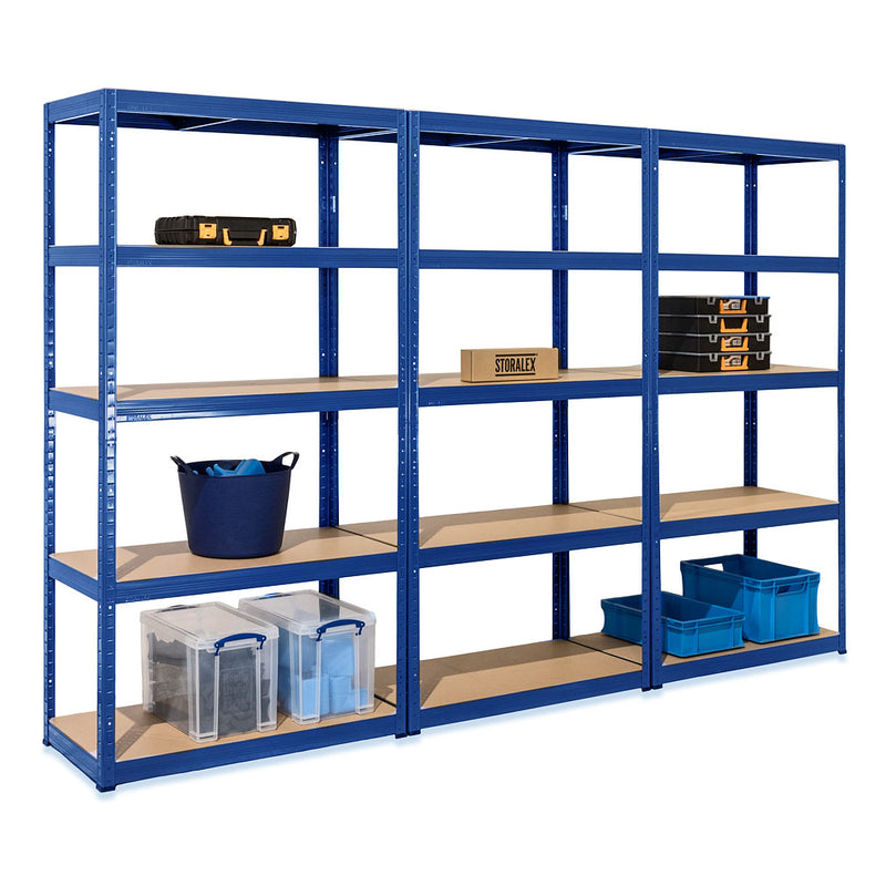 3x VRS Shelving Units - 1800mm High & 1x Workbench - 1200mm Wide - Blue