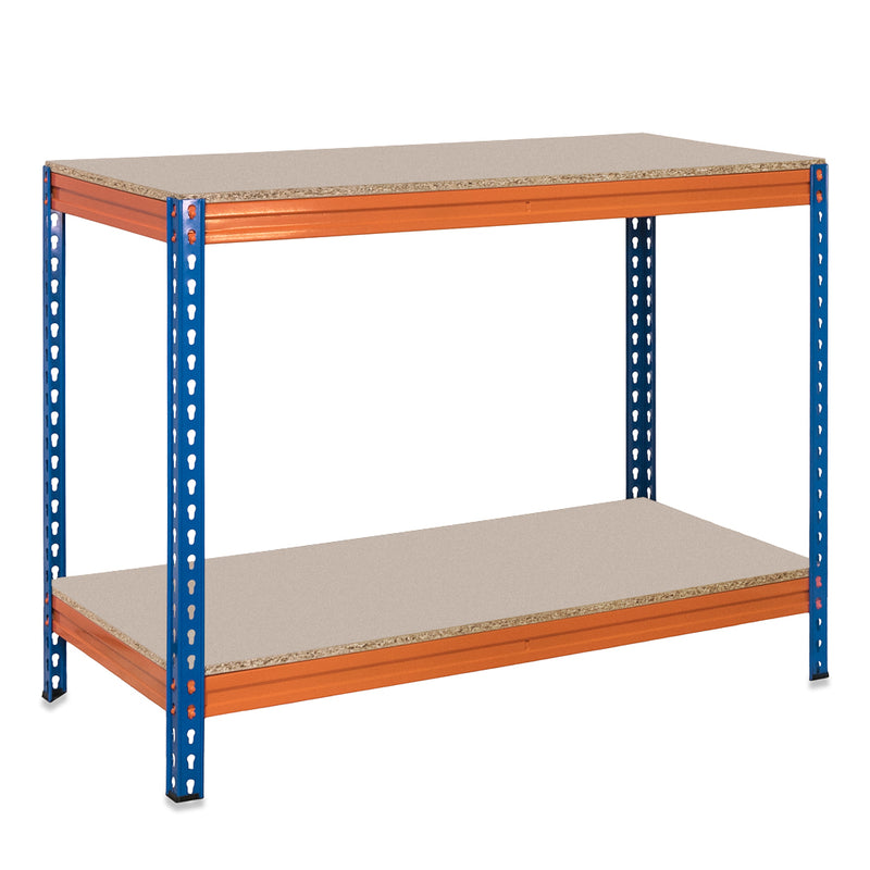 1x CRW Heavy Duty Workbench - 915mm High - 400kg - Chipboard - Blue/Orange