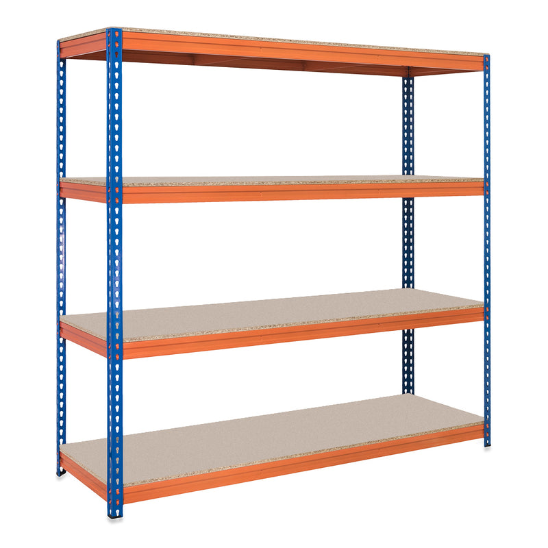 2x CRW Industrial Shelving - 1800mm High & 1x CRW Workbench - 1200mm Wide - Blue/Orange