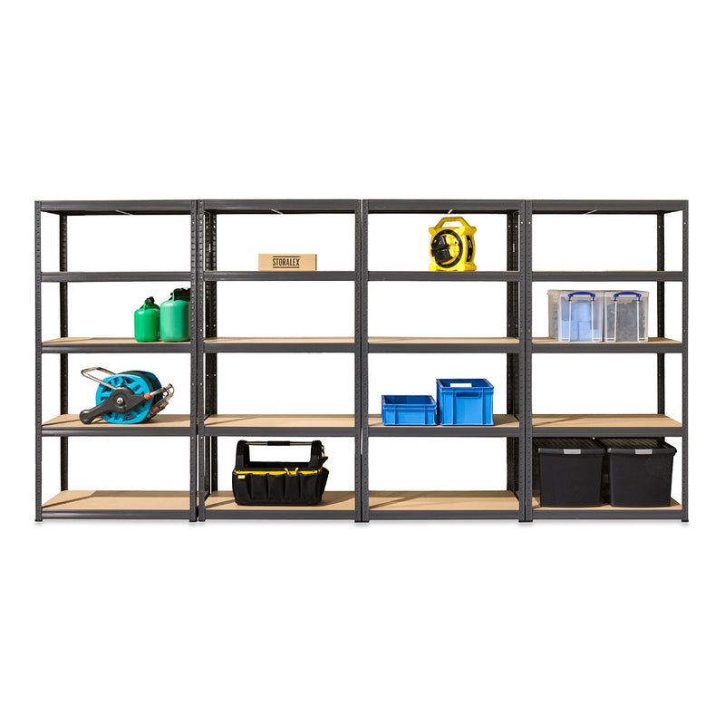 4x VRS Shelving Units - 1800mm High - Grey with 8x 33.5L Really Useful Boxes