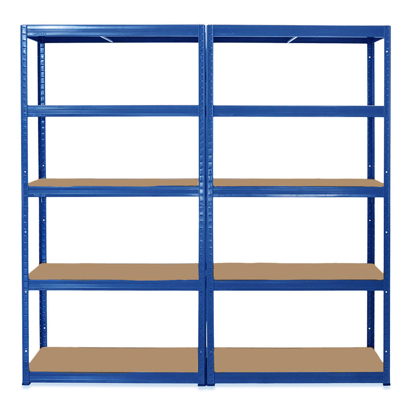 2x VRS Shelving Units - 1800mm High - Blue with 12x 24L Strata Plastic Storage Boxes