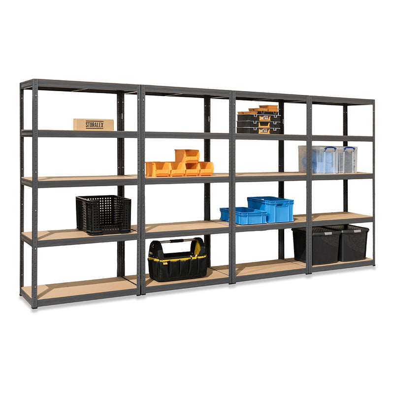 4x VRS Shelving Units - 1800mm High & 1x Workbench - 1600mm Wide - Grey