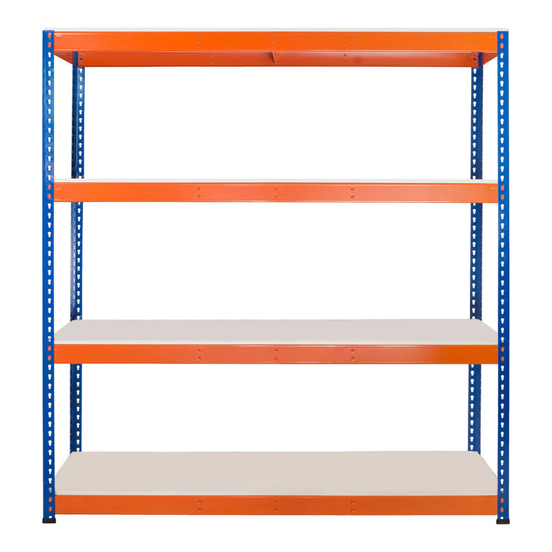 5x SX400 Industrial Shelving - 1677mm High - 400kg - Melamine - Blue & Orange