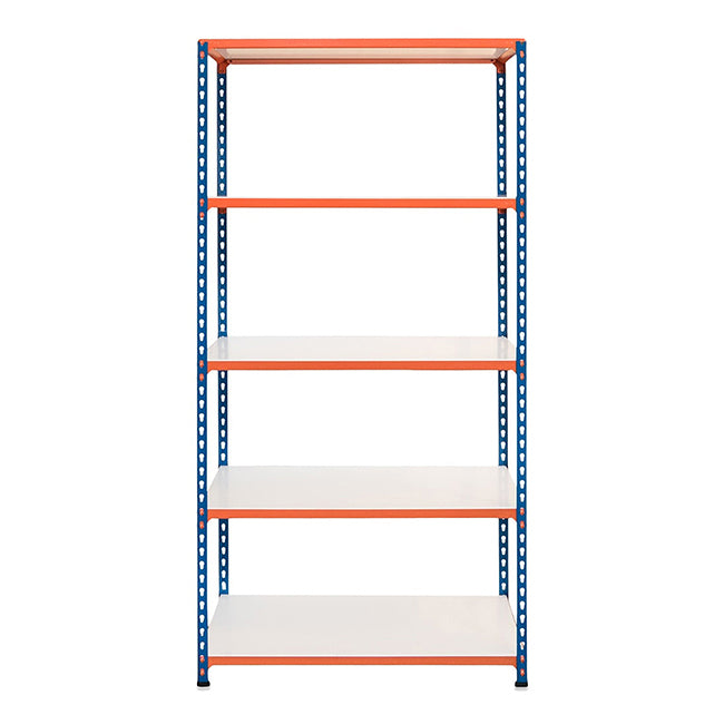 1x SX200 Industrial Shelving - 1830mm High - 200kg - Melamine - Blue & Orange