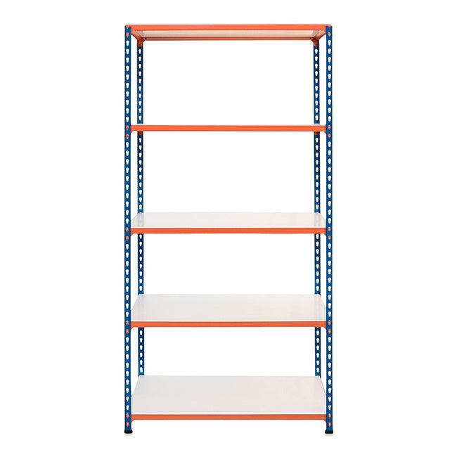 4x SX200 Industrial Shelving - 1830mm High - 200kg - Melamine - Blue & Orange