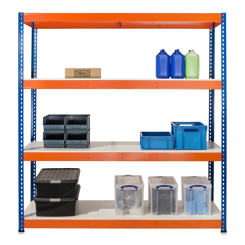 1x SX800 Industrial Shelving - 1980mm High - 800kg - Melamine - Blue & Orange