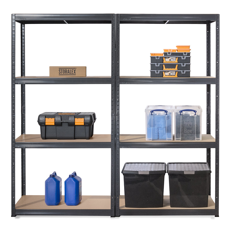 Tufferman Racking 2x Storalex VRS Industrial Shelving Units 1600mm High 200kg Grey ...