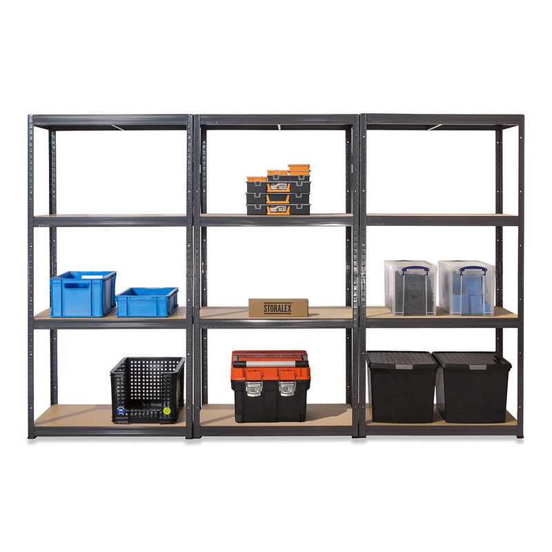 3x VRS Industrial Shelving - 1600mm High - 200kg - Grey