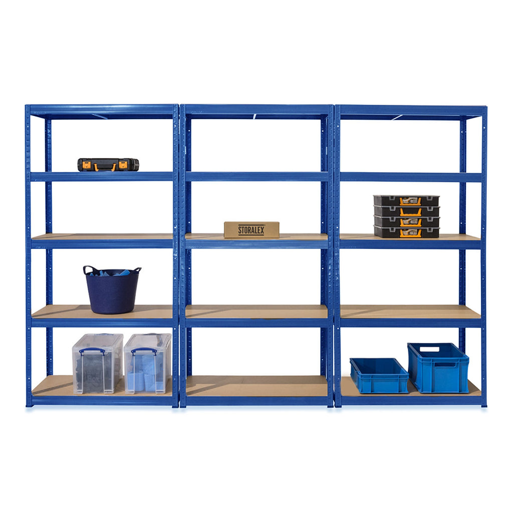 Tufferman 3x Storalex VRS Industrial Shelving Units 1800mm High 200/280kg Blue ...