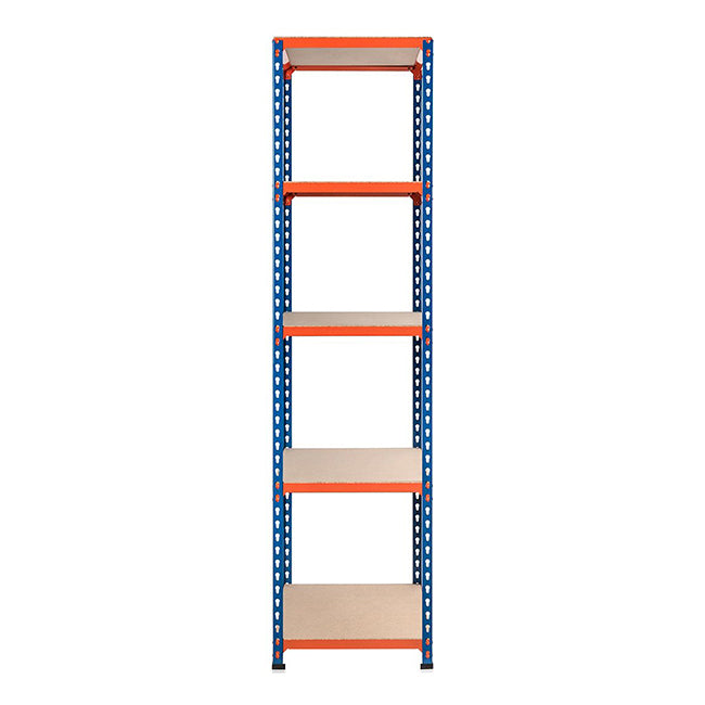 4x SX200 Industrial Shelving - 2440mm High - 200kg - Chipboard - Blue & Orange