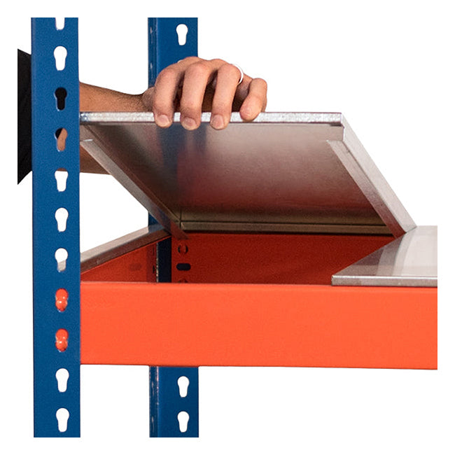 3x SX400 Industrial Shelving - 1980mm High - 400kg - Steel - Blue & Orange